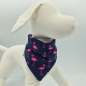 Preview: Halstuch für den Hund in dunkelblau mit pinken Flamingos